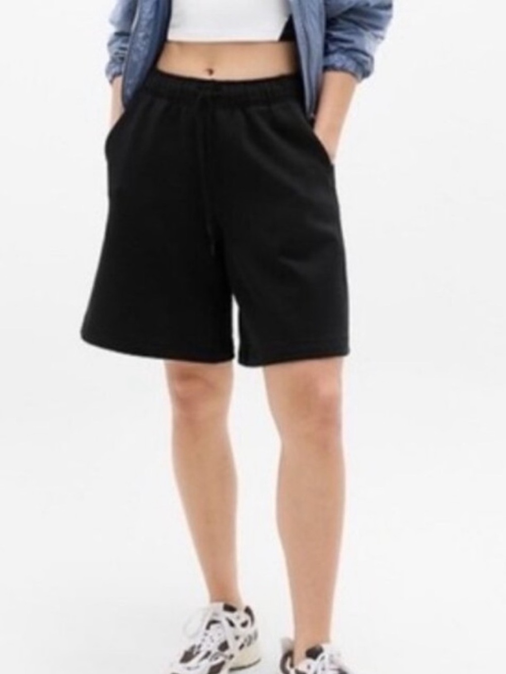 Athleta Heavyweight Terry Bermuda Athletic Shorts Size Medium Black Pull On